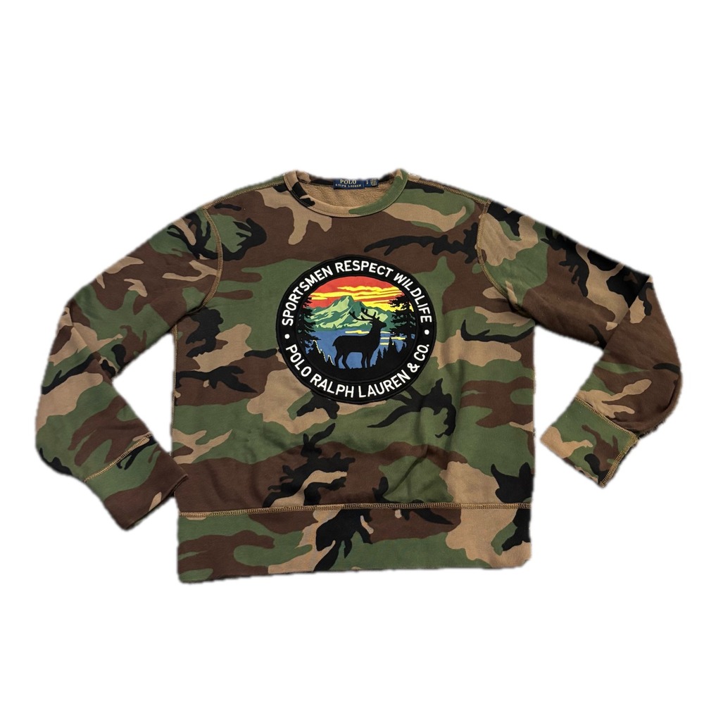 Polo Ralph Lauren Sportsmen Respect Wildlife Camo Sweatshirt Mens S Camouflage
